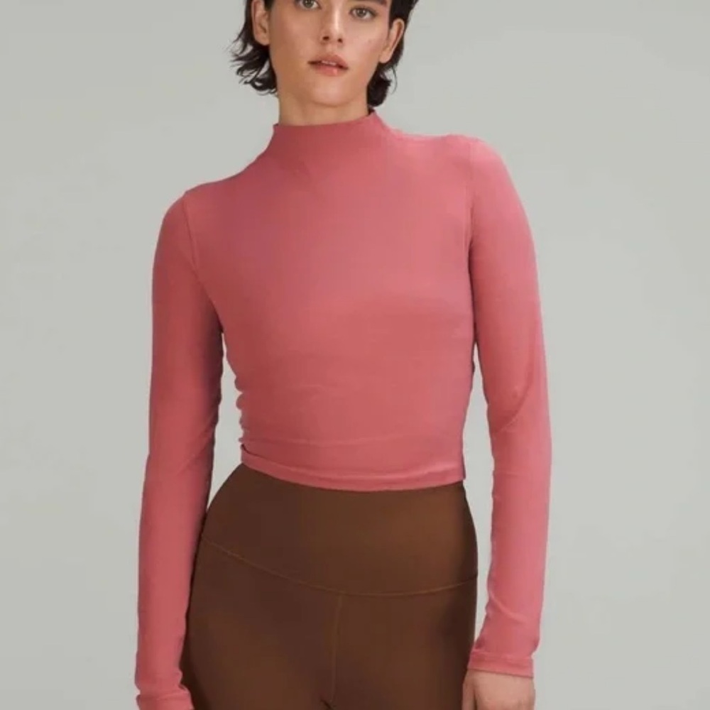 Lululemon All Aligned Mock Neck Long Sleeve Shirt Brier Rose - 6
